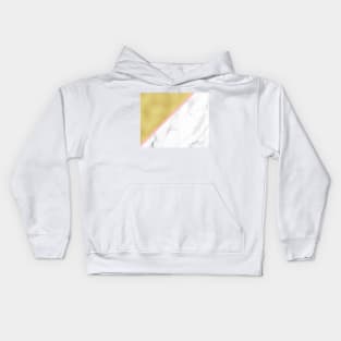 Marble and gold background pink line Kids Hoodie